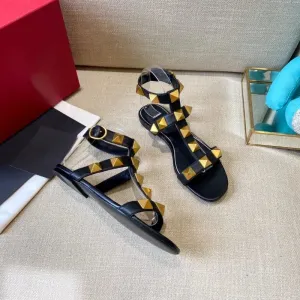 2024 Summer New Round Toe Open Toe Flat Women's Shoes Rivet High Top Roman Sandals Fashion Sandals