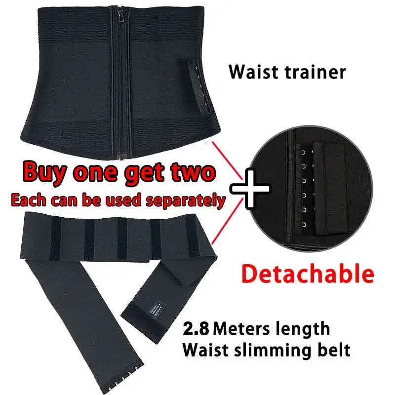 9 Steel Bones Waist Trainer Body Shaper - Adjustable Tummy Control Snatch Me Up Wrap with Stretch Bands for Slimming Women