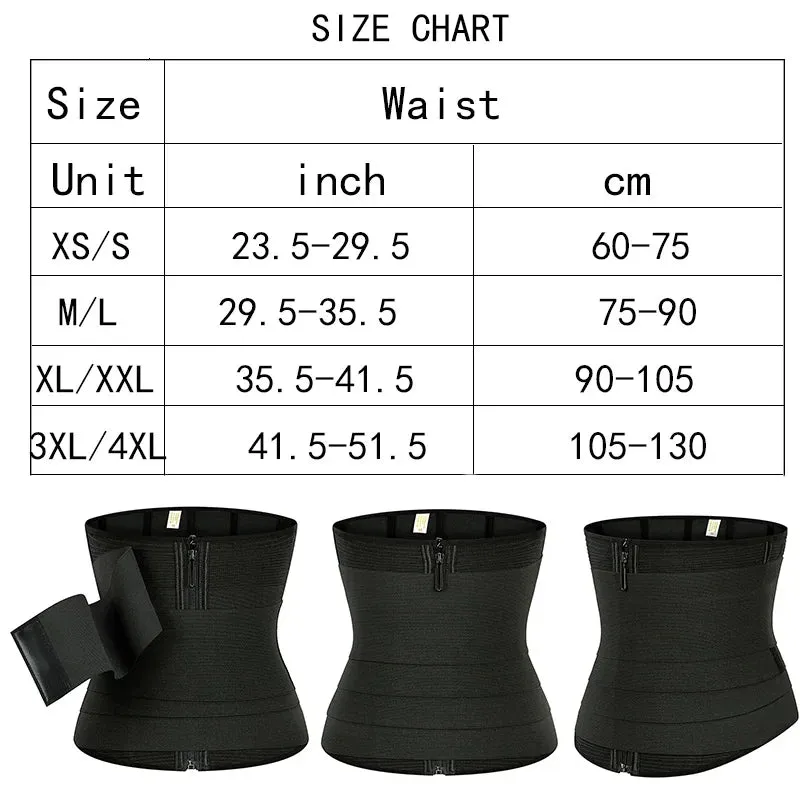 9 Steel Bones Waist Trainer Body Shaper - Adjustable Tummy Control Snatch Me Up Wrap with Stretch Bands for Slimming Women