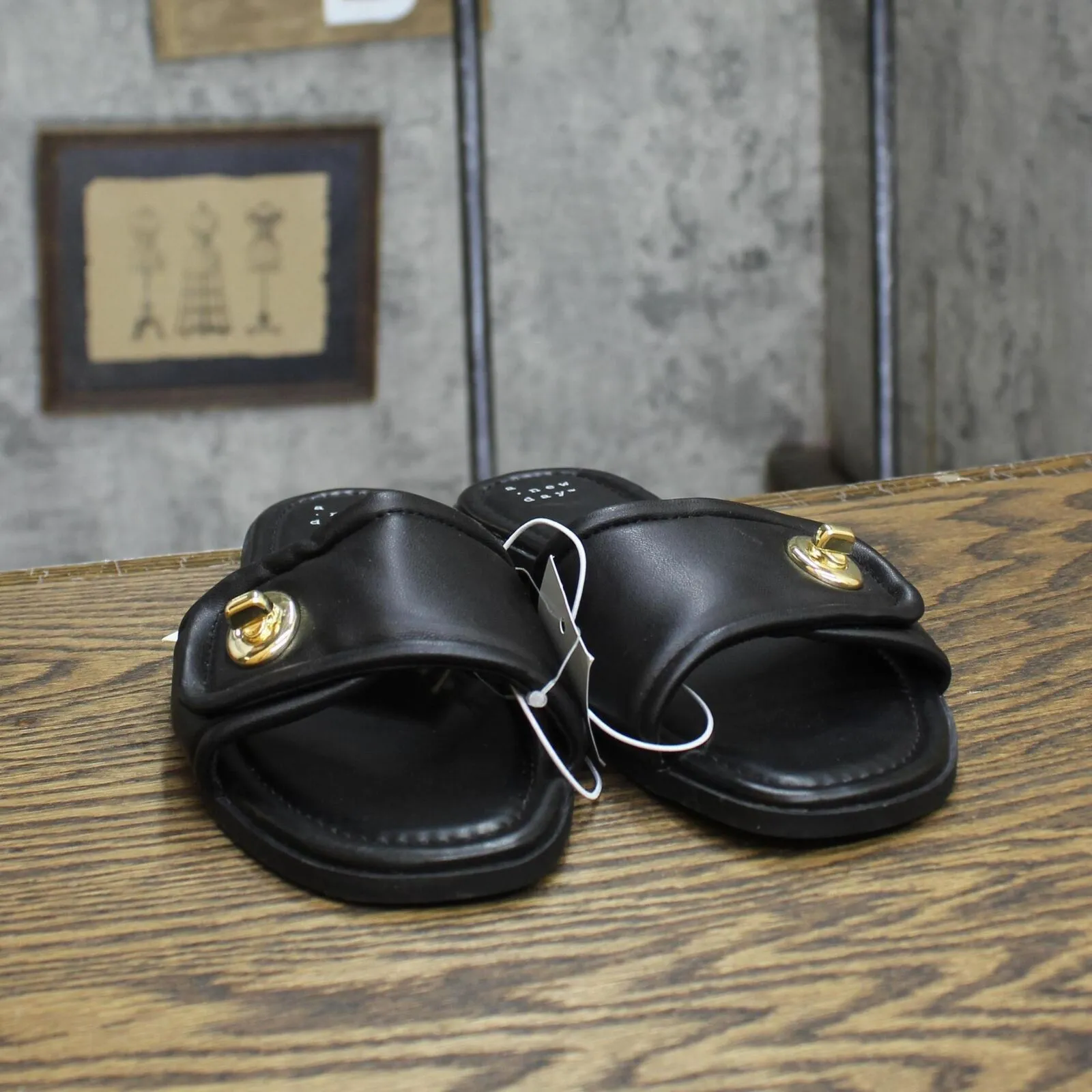A New Day Womens Audrey Slide Sandals 89998708 Black 10M