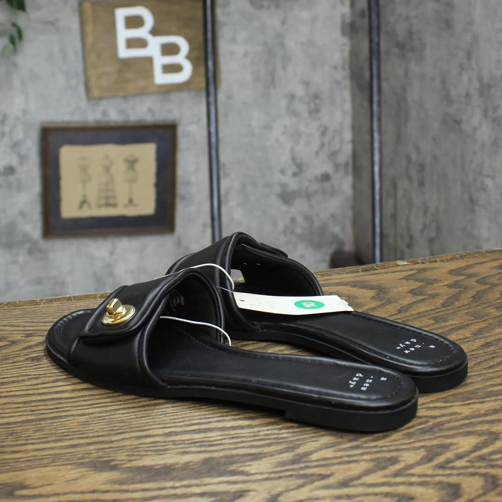 A New Day Womens Audrey Slide Sandals 89998708 Black 10M