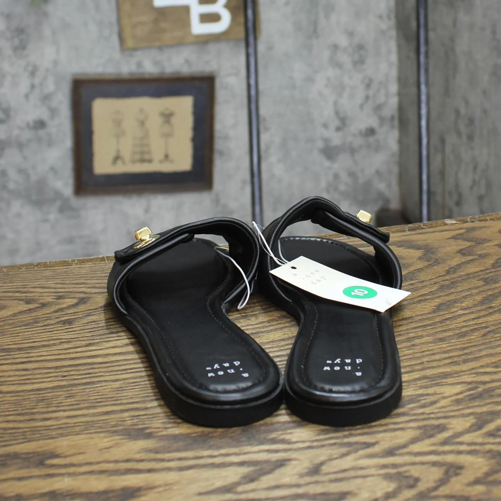 A New Day Womens Audrey Slide Sandals 89998708 Black 10M