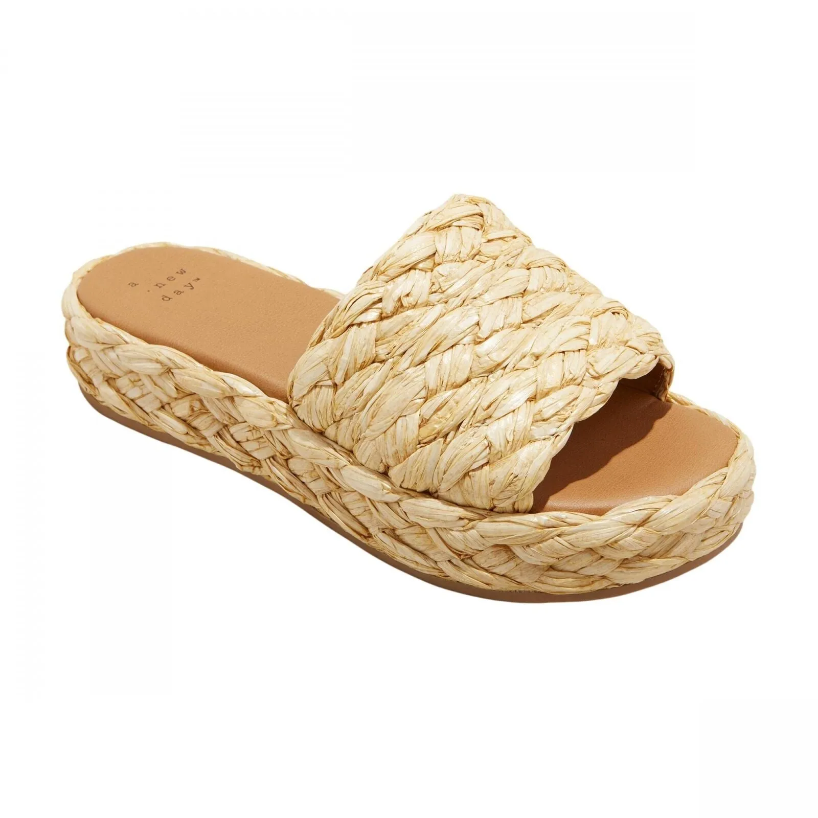 A New Day Womens Casey Flatform Slide Sandals 89998665 Beige Brown 8.5M