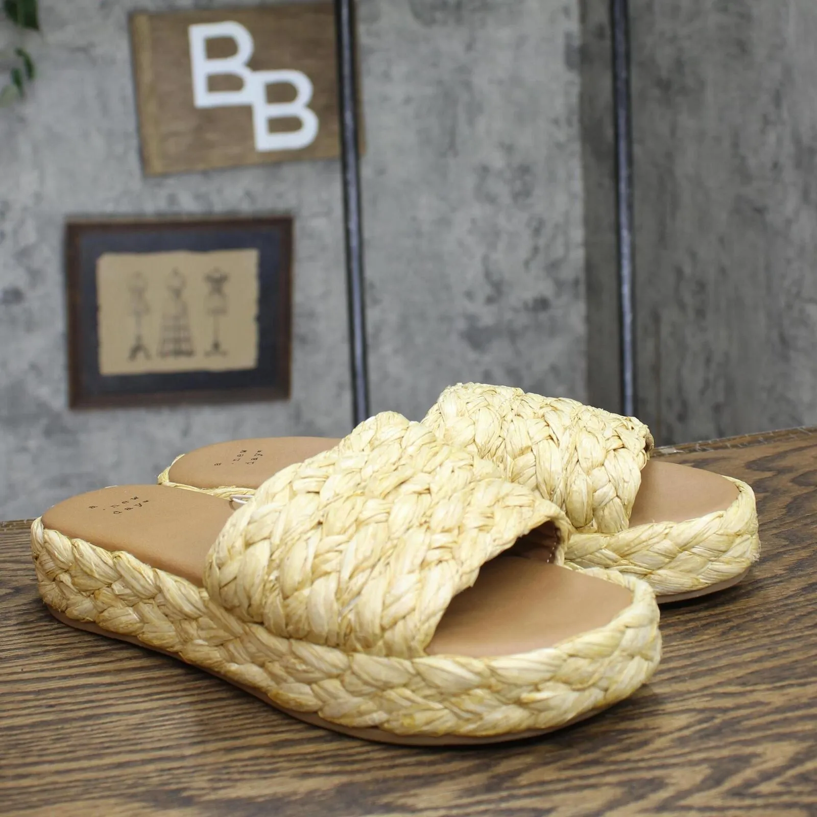 A New Day Womens Casey Flatform Slide Sandals 89998665 Beige Brown 8.5M