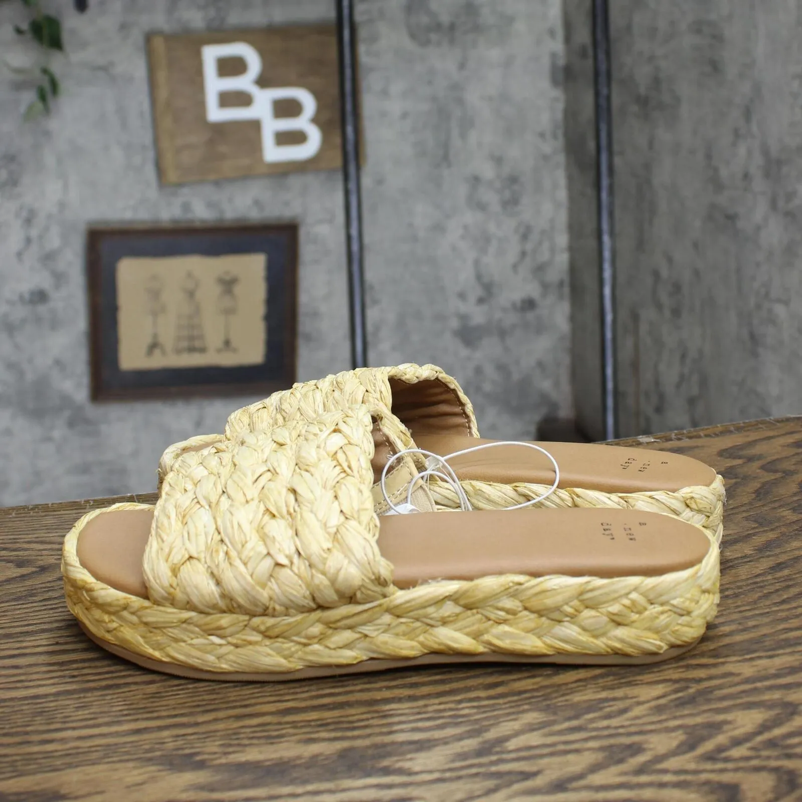 A New Day Womens Casey Flatform Slide Sandals 89998665 Beige Brown 8.5M