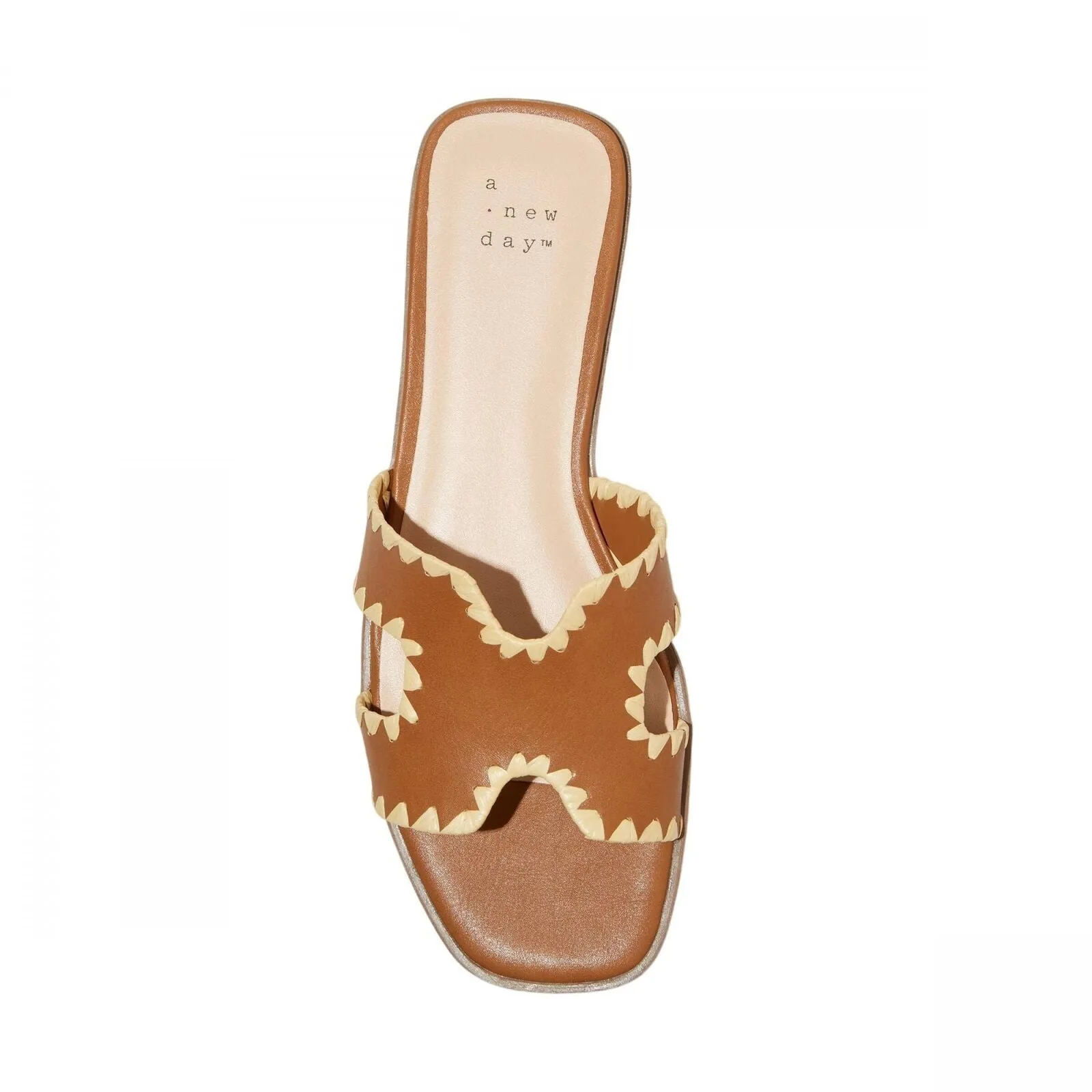 A New Day Womens Helena Whipstitch Slide Sandals 89885825 Tan Brown 8M