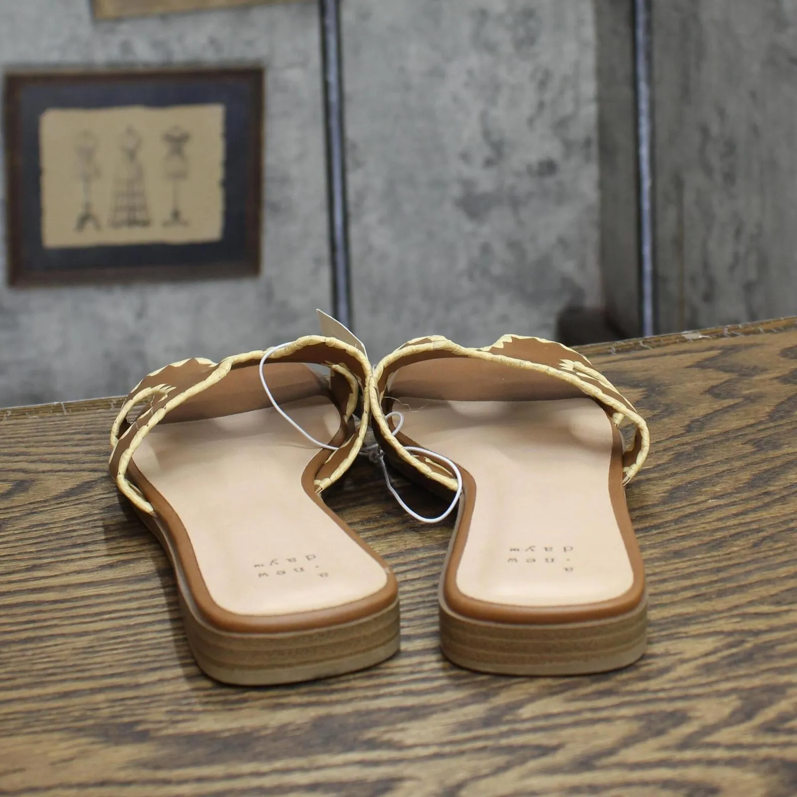 A New Day Womens Helena Whipstitch Slide Sandals 89885825 Tan Brown 8M
