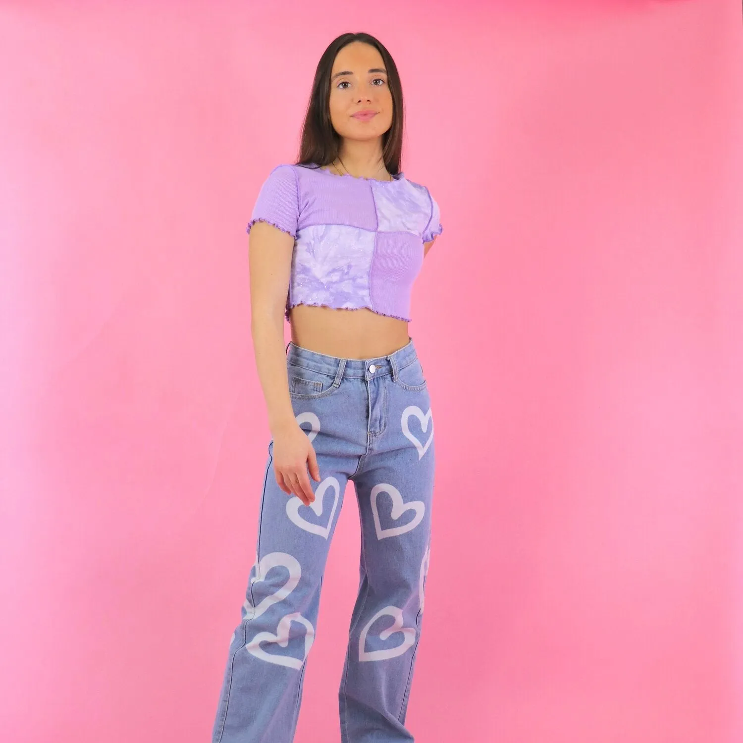 Aidan Purple Contrast Fabric Top