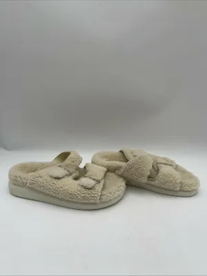 Alexander Mcqueen Women's Shearling Slide Sandals White Size 38 - Very Good