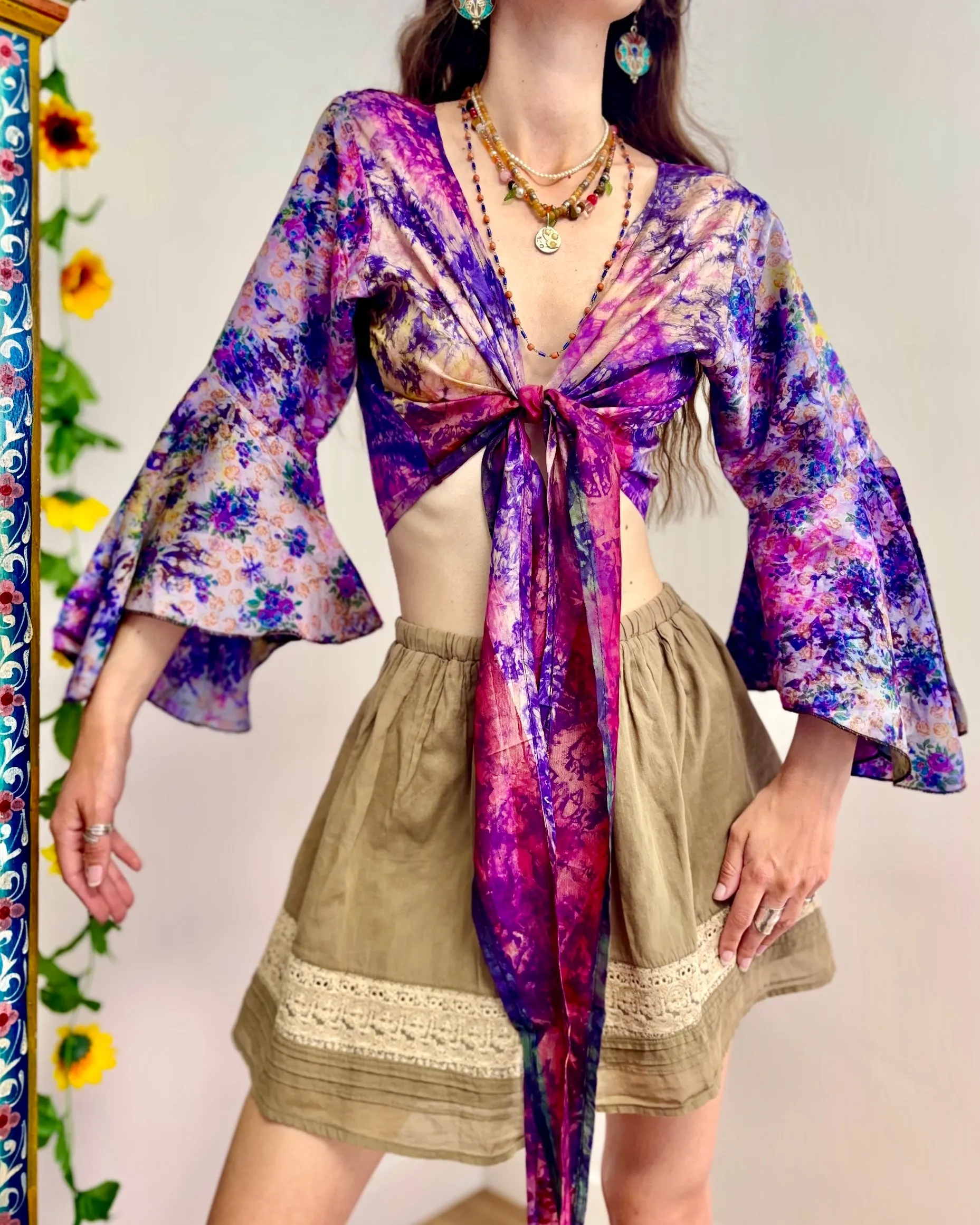 Amethyst Silk Wrap Top