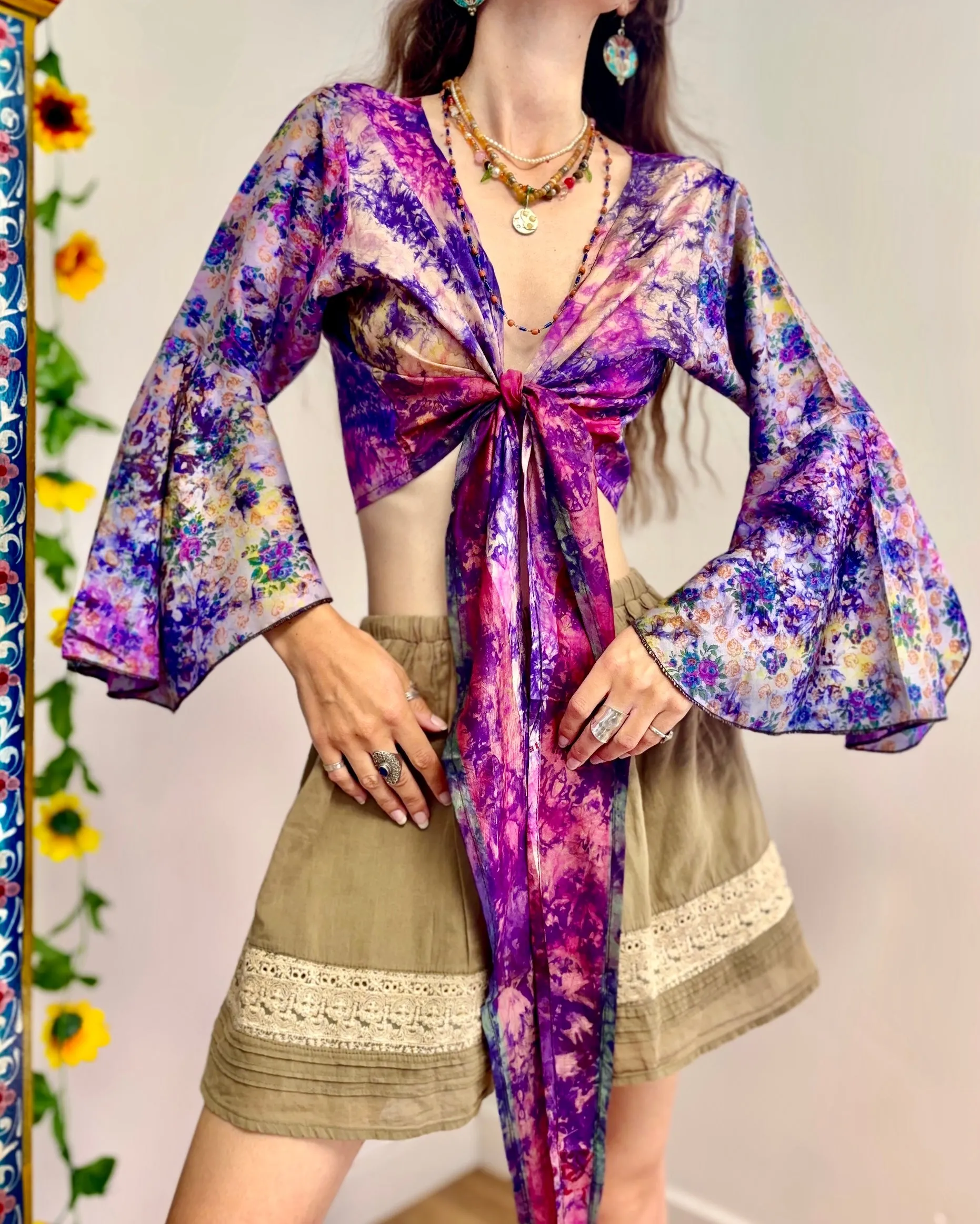 Amethyst Silk Wrap Top