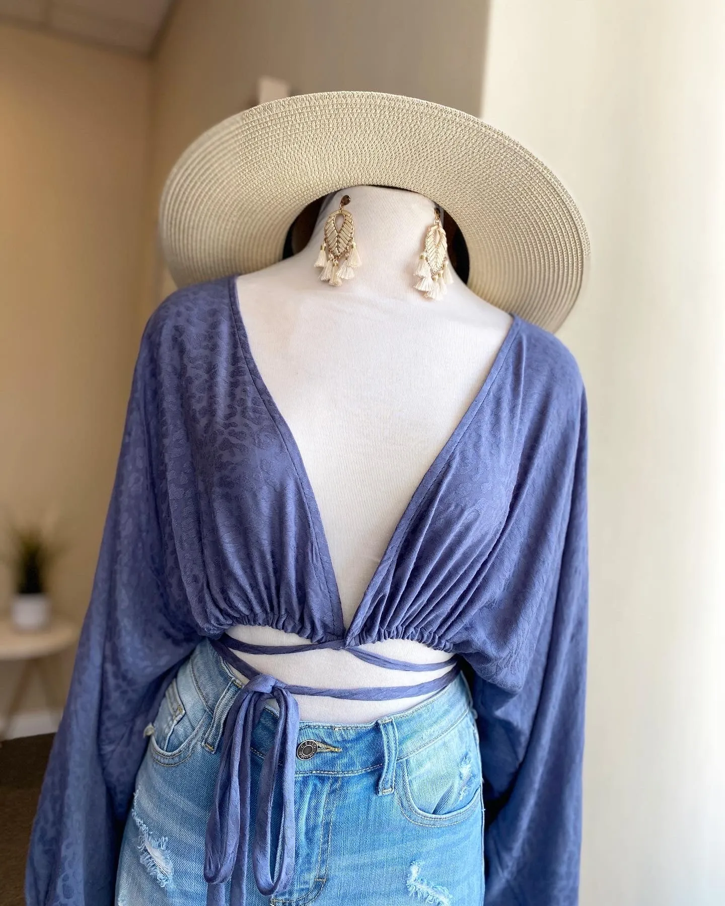 Animal Print Wrap Top