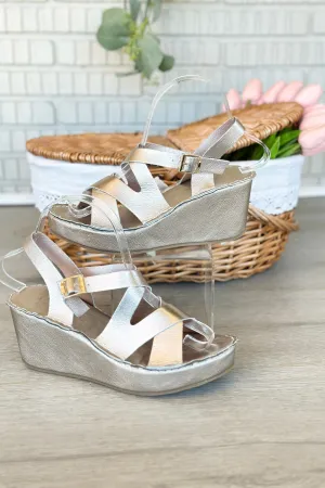 Antelope Sari Champagne Leather Criss Cross Wedge
