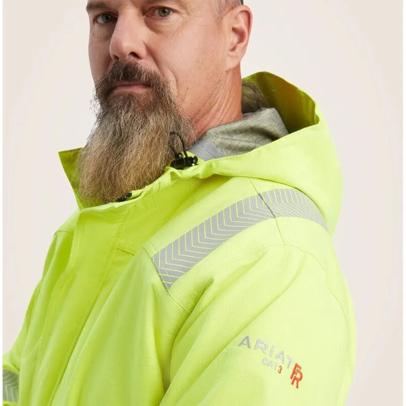 Ariat Men's FR Hi-Vis Hooded WP Workwear Jacket Yellow - 10041788