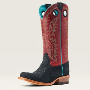 Ariat Women's Futurity Boon Black Roughout with Crimson Shaft Western Boot