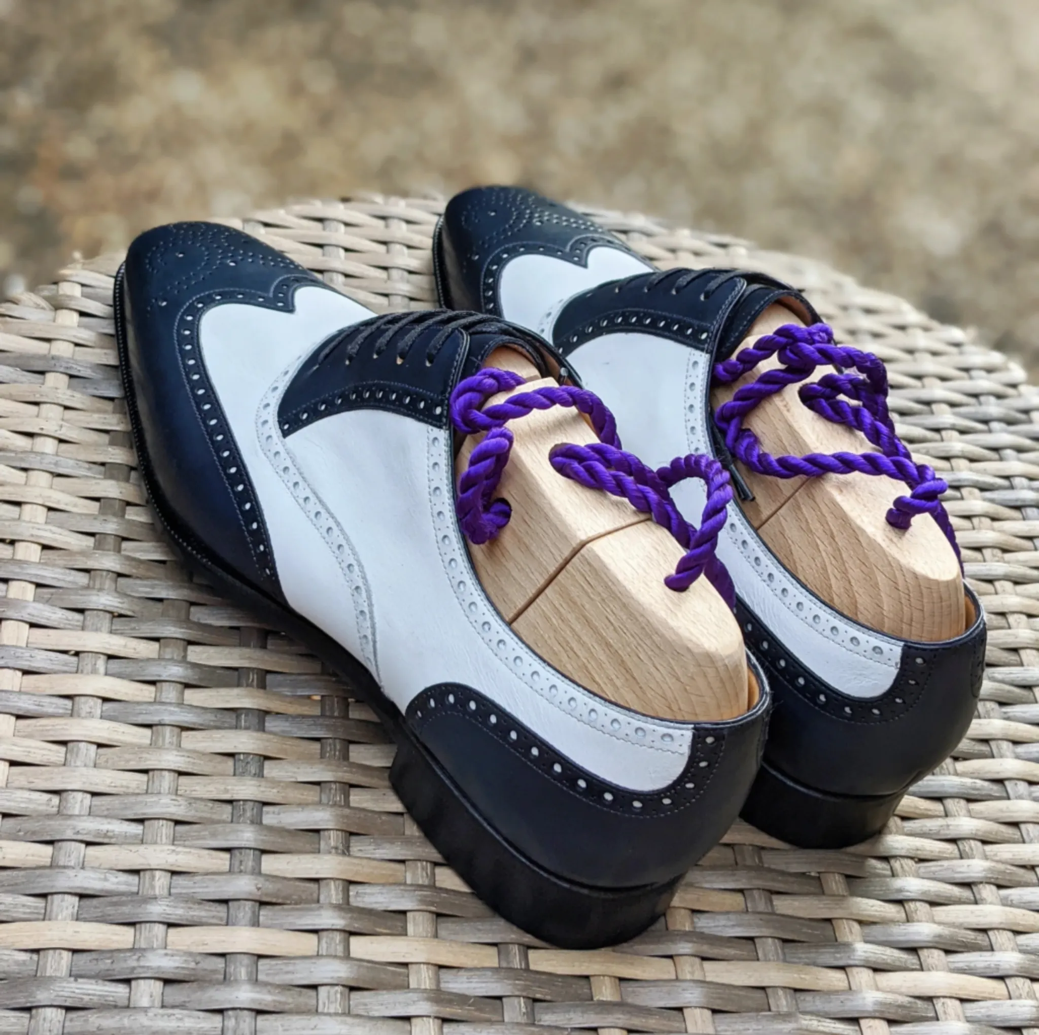 Ascot Gatsby - Navy & White Calf