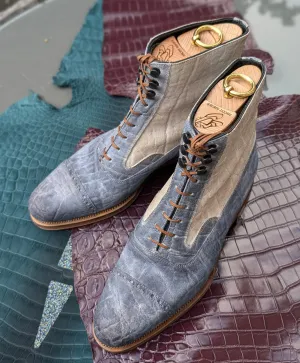 Ascot High Boots - Grey & Taupe Elephant