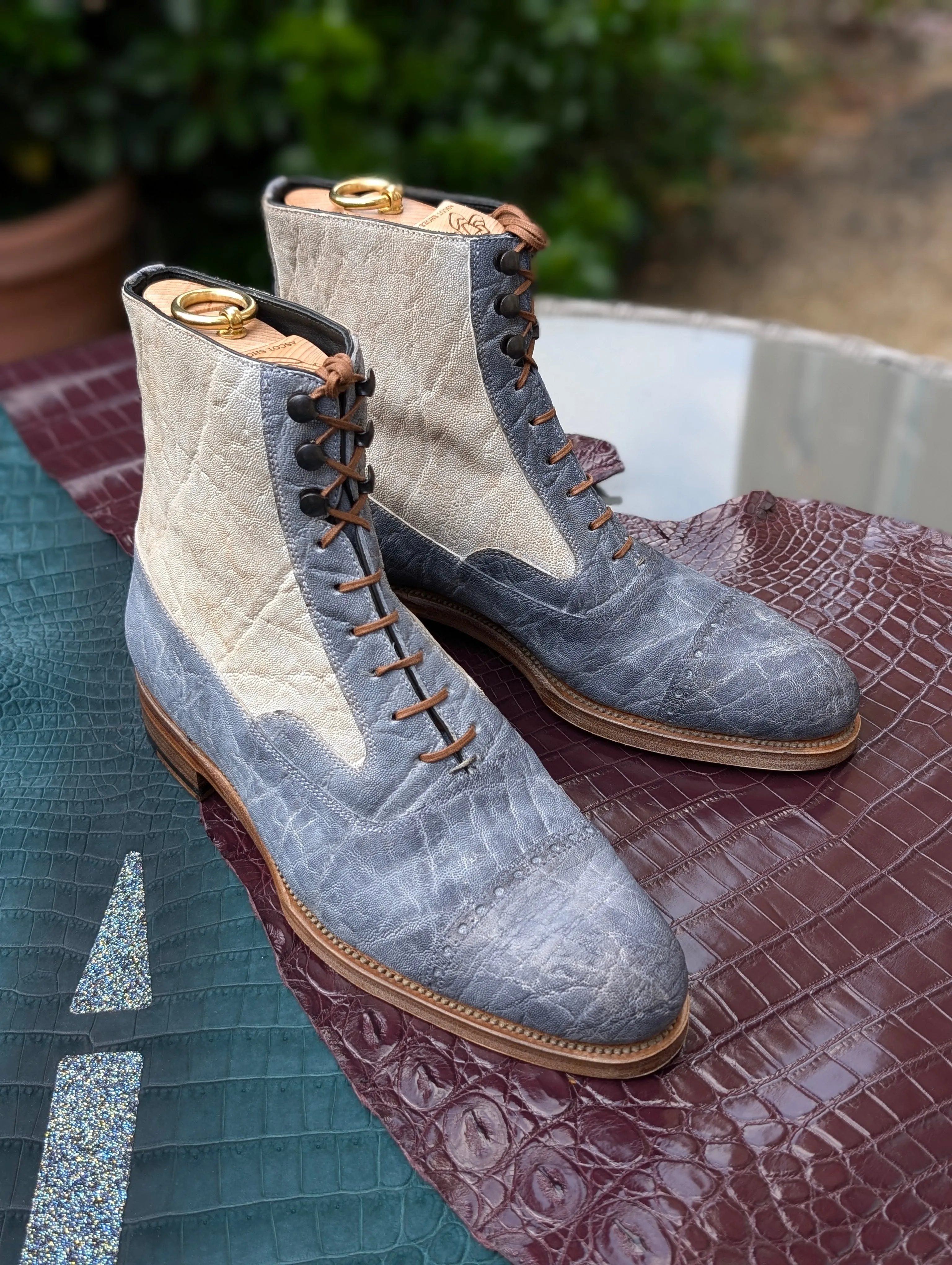 Ascot High Boots - Grey & Taupe Elephant