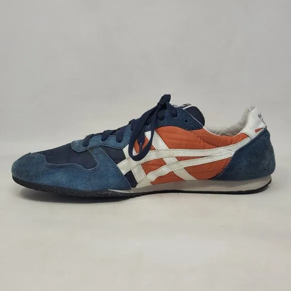 Asics Onitsuka Tiger Serrano Sneakers Mens 12 Navy Orange Retro Stripes D109L