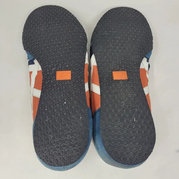 Asics Onitsuka Tiger Serrano Sneakers Mens 12 Navy Orange Retro Stripes D109L