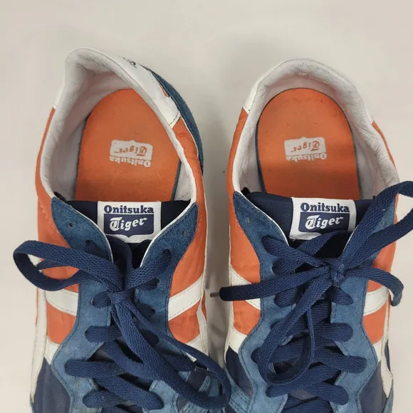 Asics Onitsuka Tiger Serrano Sneakers Mens 12 Navy Orange Retro Stripes D109L