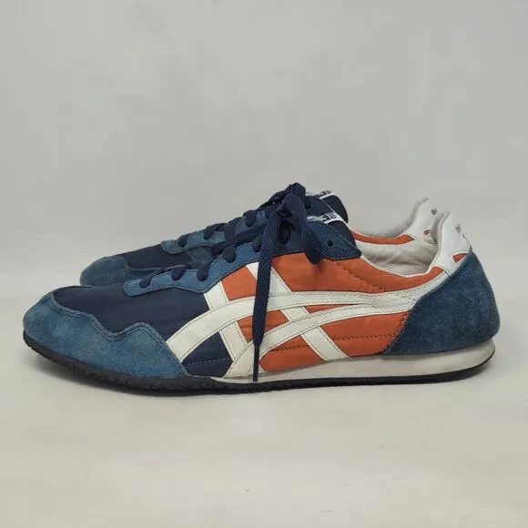 Asics Onitsuka Tiger Serrano Sneakers Mens 12 Navy Orange Retro Stripes D109L
