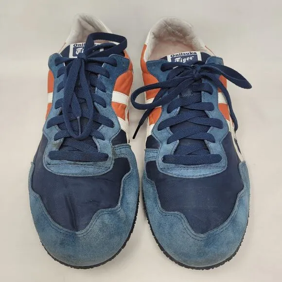 Asics Onitsuka Tiger Serrano Sneakers Mens 12 Navy Orange Retro Stripes D109L