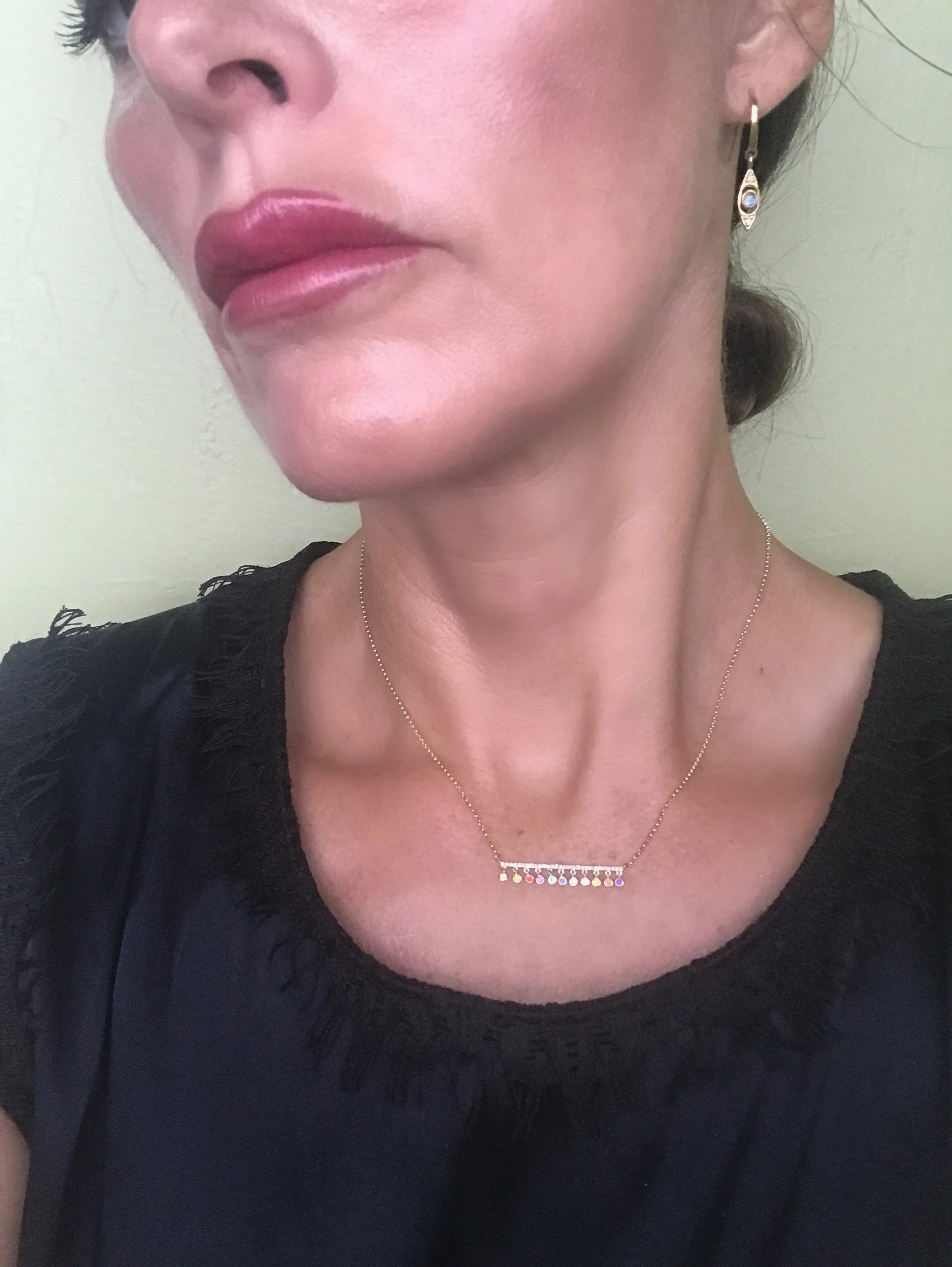 Atelier All Day 14K Gold & Diamond Bar with Multi-Color Drops Necklace
