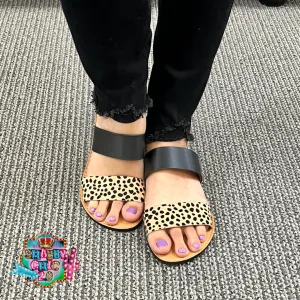 Athena Sandals - Tan/Black Leopard