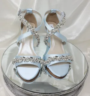 Baby Blue Wedding Wedges with Crystal Trim Design