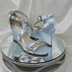 Baby Blue Wedding Wedges with Crystal Trim Design