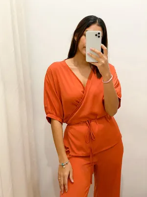 Balloon Sleeve Wrap Top
