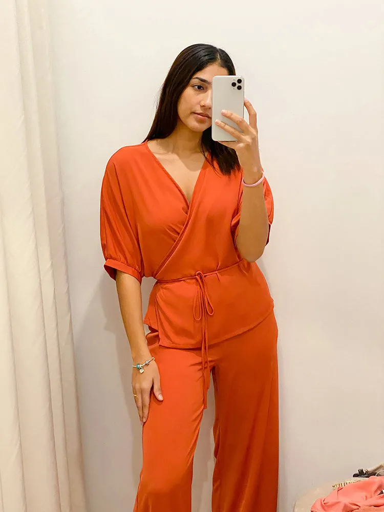 Balloon Sleeve Wrap Top