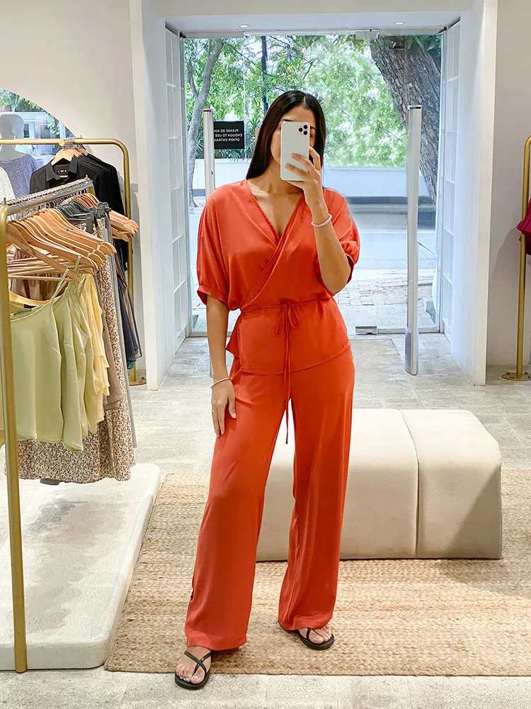 Balloon Sleeve Wrap Top