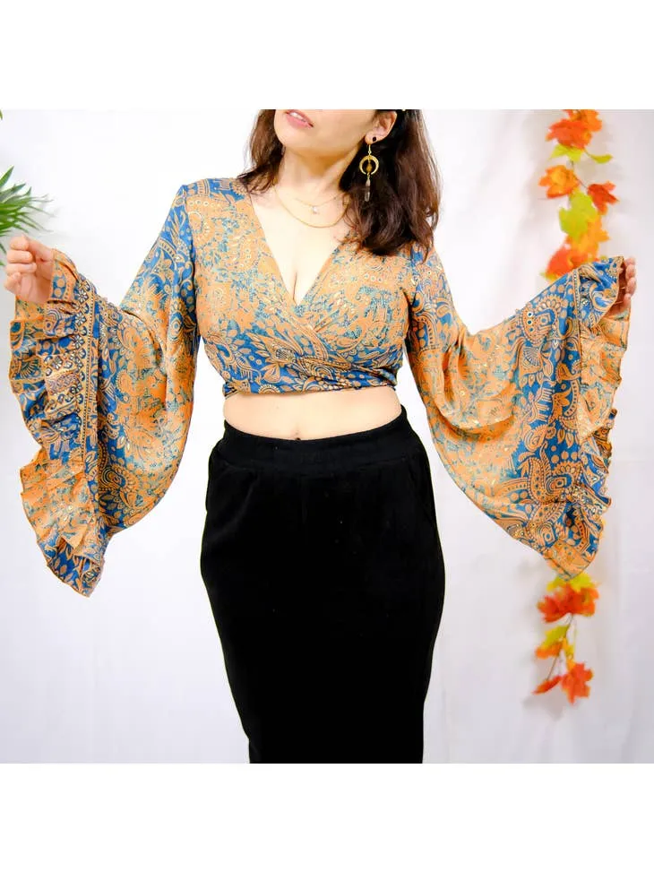 Bell Sleeve Ruffle Tie Top