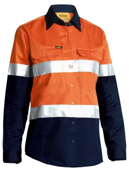 BISLEY WOMEN'S TAPED HI VIS COOL LIGHTWEIGHT DRILL SHIRT
