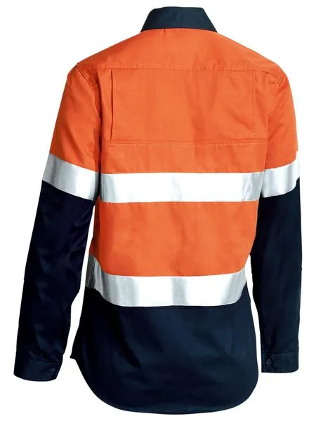 BISLEY WOMEN'S TAPED HI VIS COOL LIGHTWEIGHT DRILL SHIRT