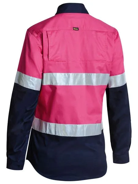 BISLEY WOMEN'S TAPED HI VIS COOL LIGHTWEIGHT DRILL SHIRT