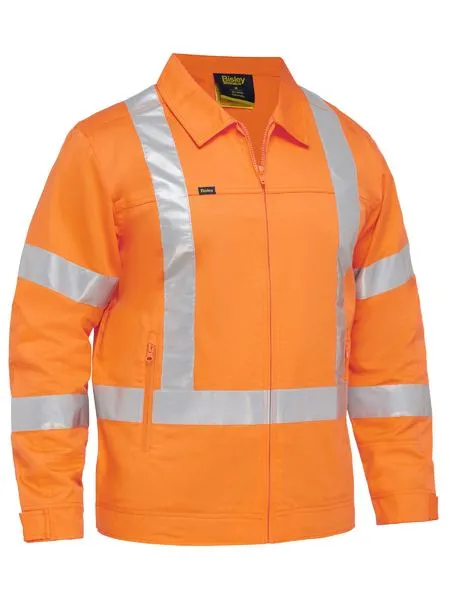 Bisley-X Taped Hi Vis Drill Jacket With Liquid Repellent Finish-BJ6919XT