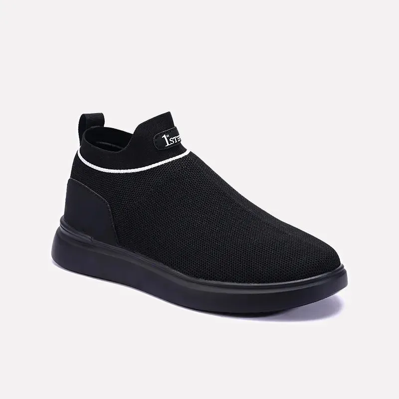 Black Ankle High Slip On Sneakers 0120570