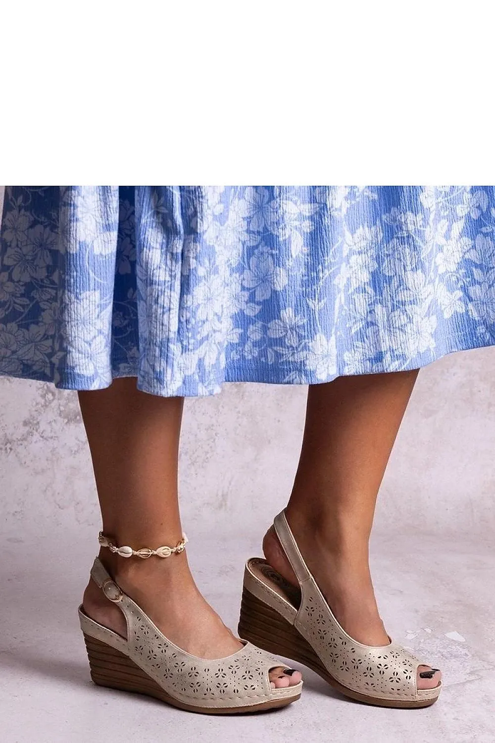 Black buskin wedge sandals