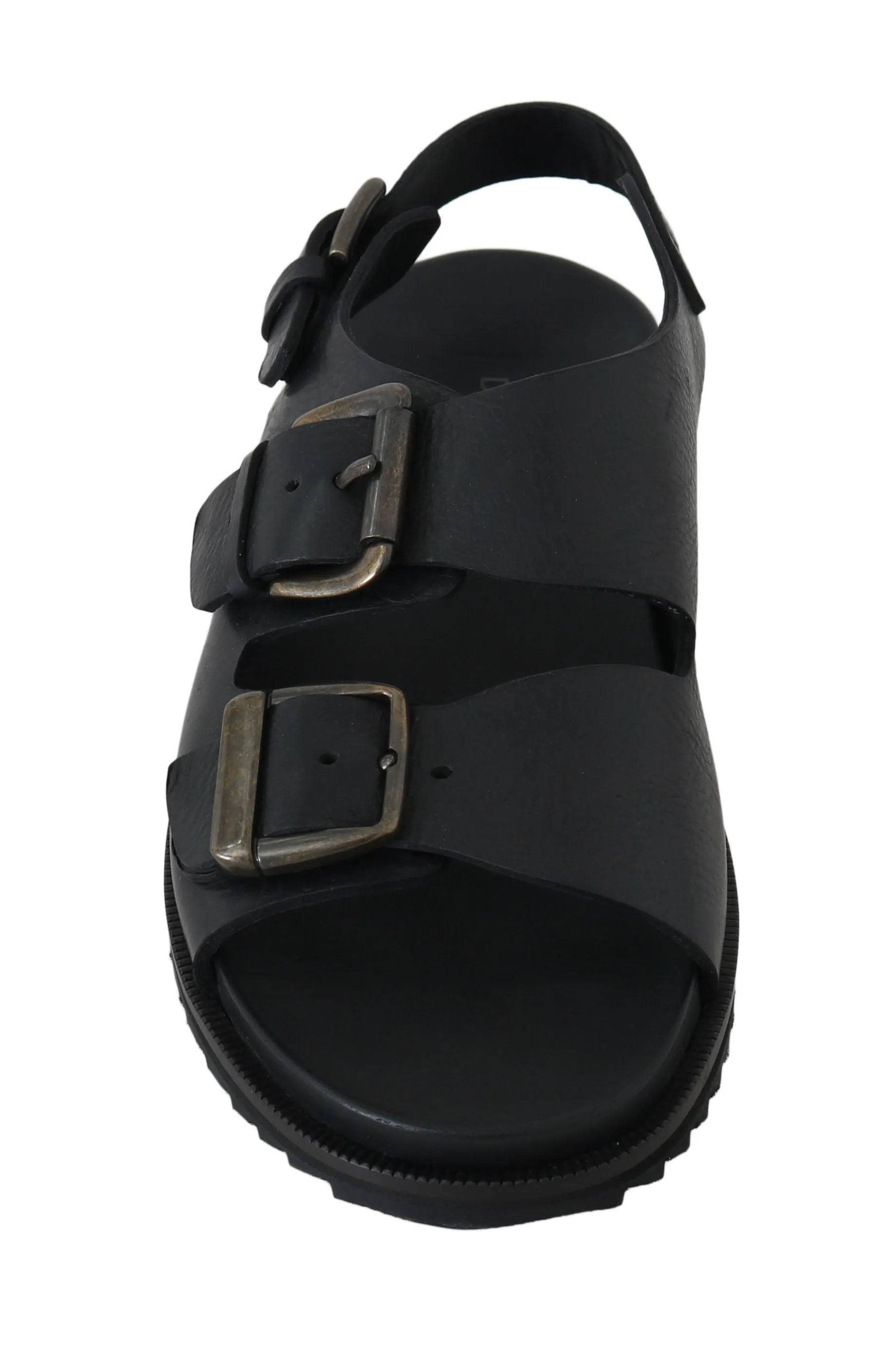 Black Leather Strap Gladiator Sandals