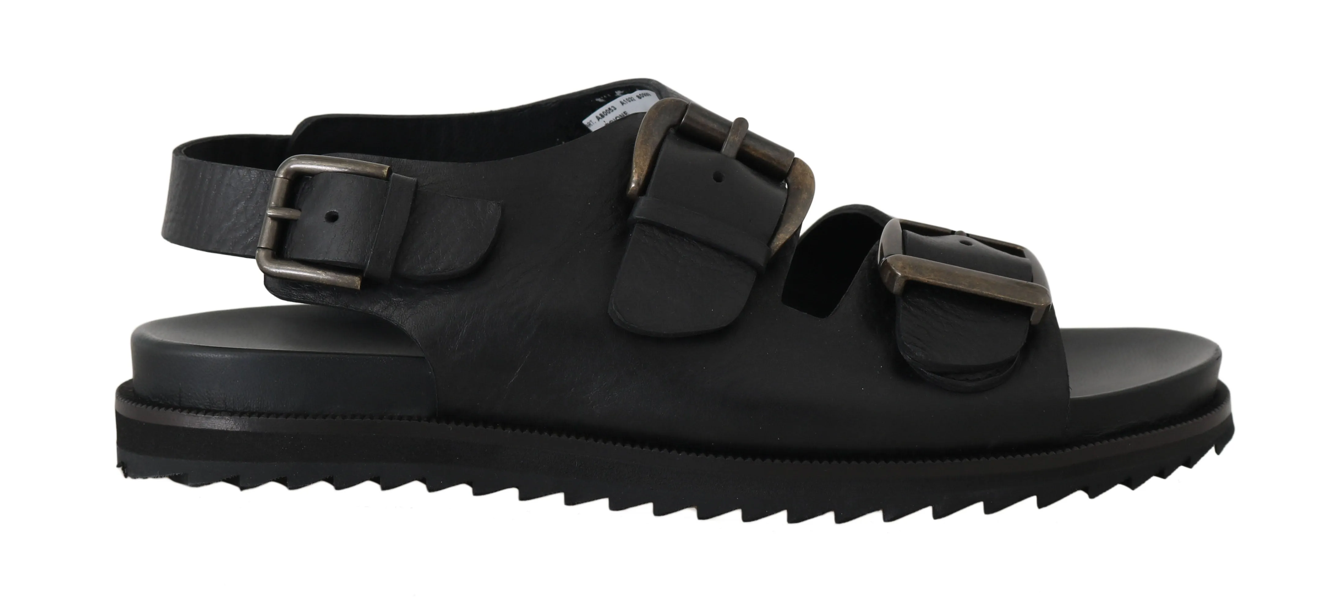 Black Leather Strap Gladiator Sandals