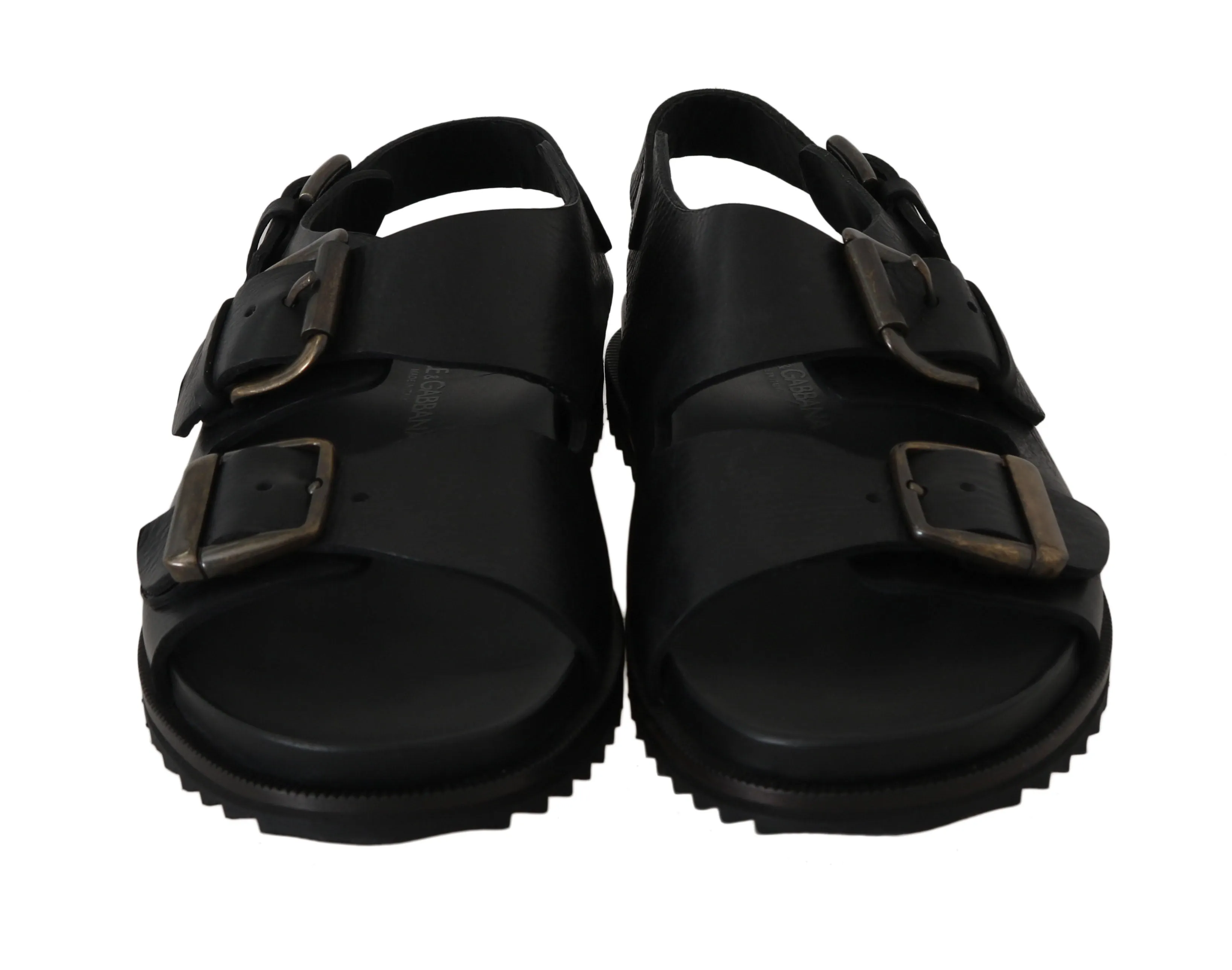 Black Leather Strap Gladiator Sandals