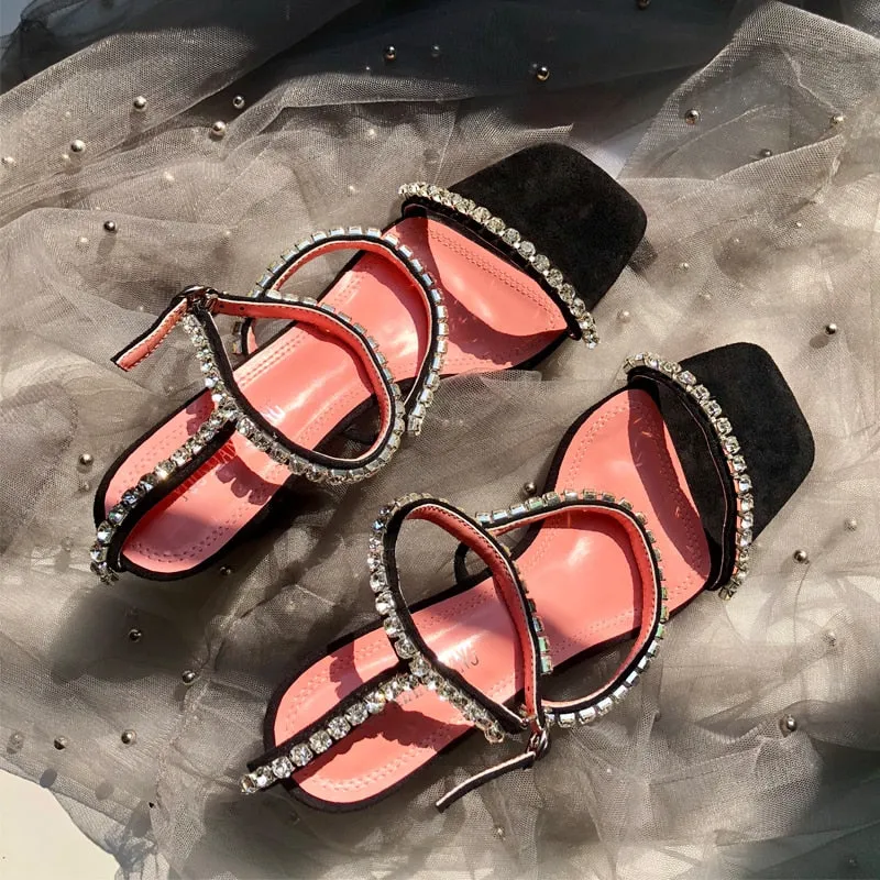 Black Silver Gladiator Sandals Women Cut-outs Summer Shoes