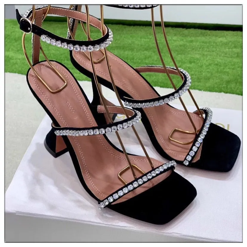 Black Silver Gladiator Sandals Women Cut-outs Summer Shoes