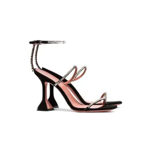 Black Silver Gladiator Sandals Women Cut-outs Summer Shoes