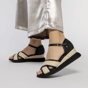 BLACK SPORTY SANDALS WITH 5,5CM HEELS