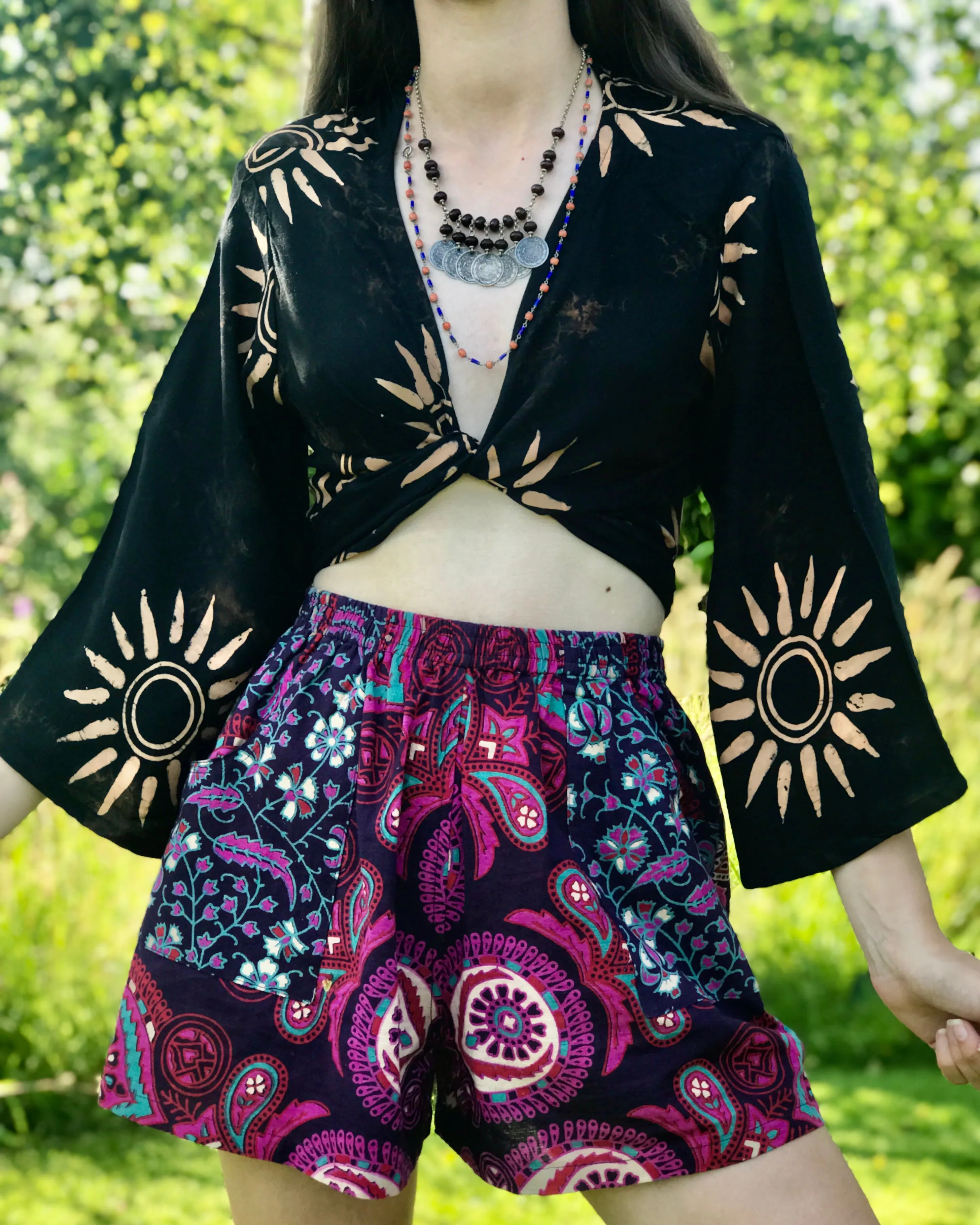 Black Sun Wrap Top