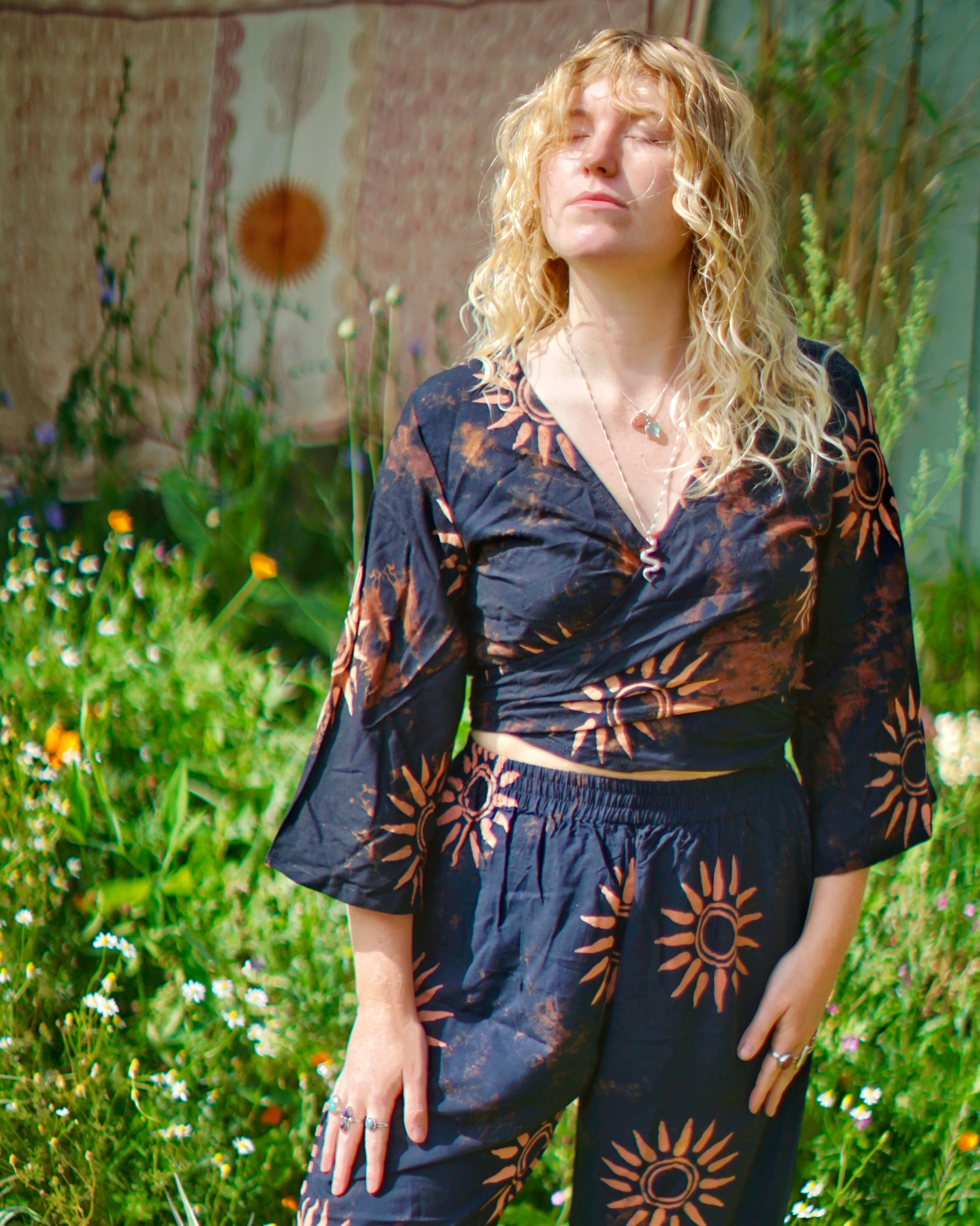 Black Sun Wrap Top